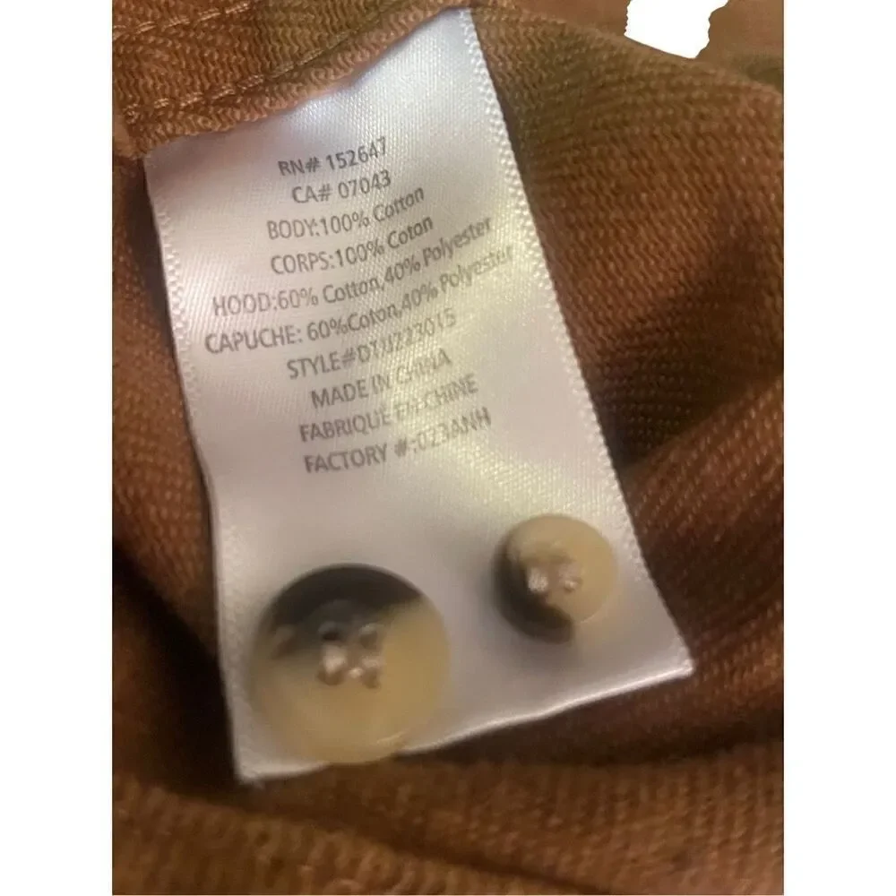 Valor Collective Canvas Denim Tan Button Down Jacket With Gray Hood Size Medium-